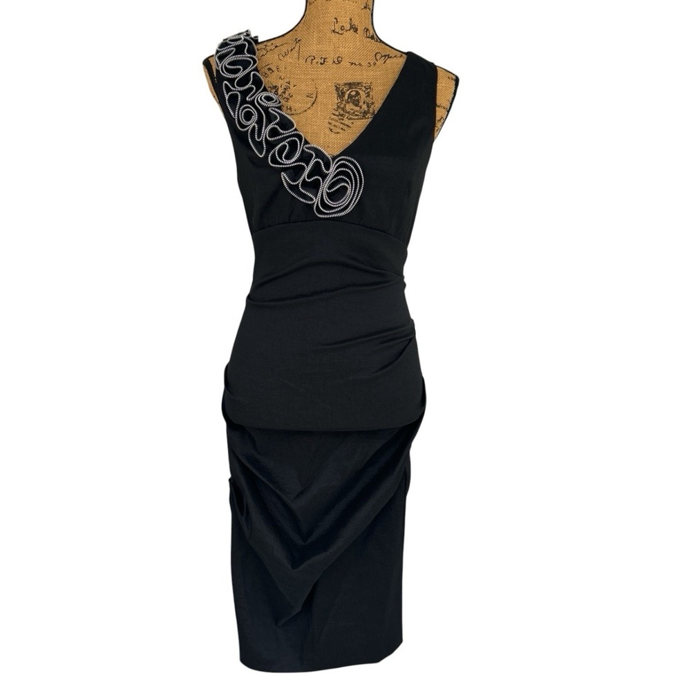Betsy & Adam Cocktail Dress ‎ Womens 8 NWT Party Wiggle Dress Black LBD Cocoon